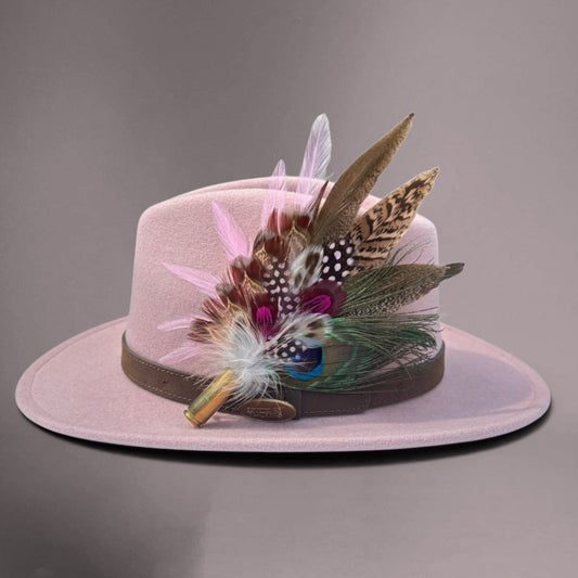 Cerise Pink and Light Pink Feather Hat Pin CFP863