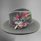 Wine, Green and Natural Feather Hat Pin (CFP829)