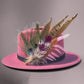 Peacock, Cerise Pink and Light Pink Feather Hat Pin CFP862