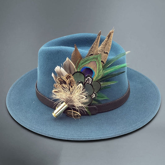 Emerald Green and Natural Feather Hat Pin (CFP826)