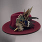 Wine  and Natural Feather Hat Pin (CFP825)