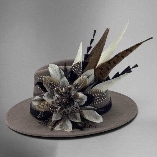 Black, White 7 Natural Feather Hat Pin (CFP821)