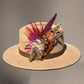 Claret, Cerise Pink and Natural Feather Hat Pin CFP853