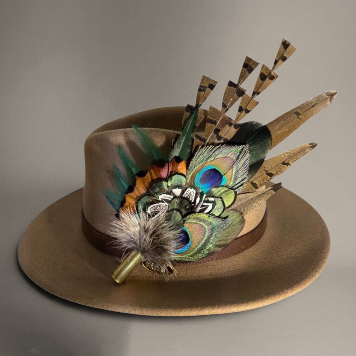 Peacock and Natural Feather Hat Pin CFP848