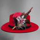 Red, Black, White and Natural Feather Hat Pin CFP840
