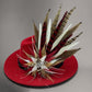 Red, Gold, white and Natural Feather Hat Pin (CFP839)