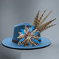 Teal and Natural Feather Hat Pin (CFP837)