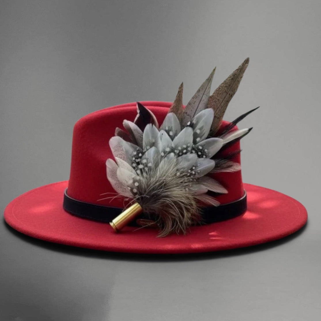 Black, White and Natural Feather Hat Pin (CFP834)