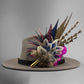 Navy, natural, cerise pink & white Feather Hat Pin (CFP793)