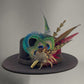 Teal, Deep Red & Natural Feather Hat Pin (CFP786)