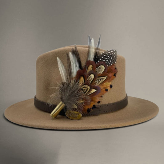 Black, White & Natural Pheasant Feather Hat Pin (CFP768)