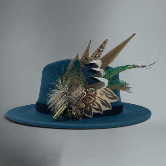 Peacock, Pheasant & Natural Feather Hat Pin (CFP766)