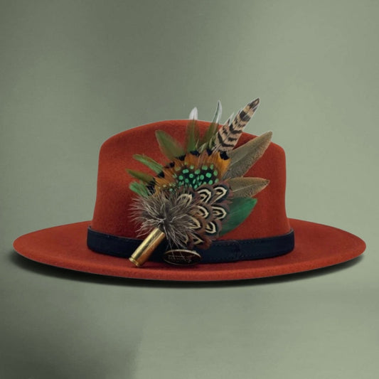 Green & Natural Feather Hat Pin (CFP758)