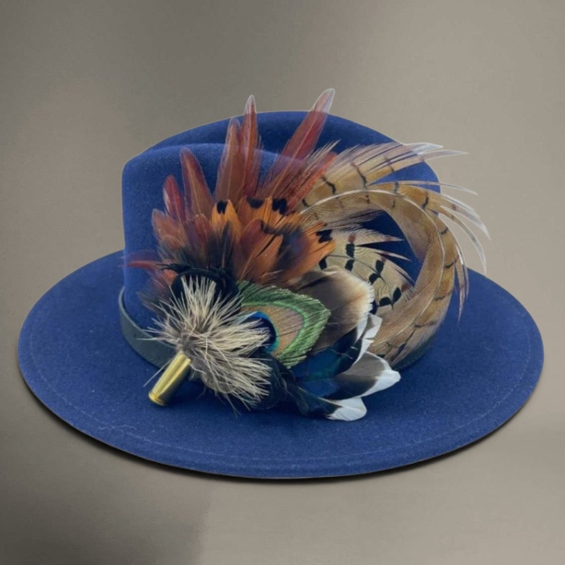 Peacock & Natural Feather Hat Pin (CFP658)