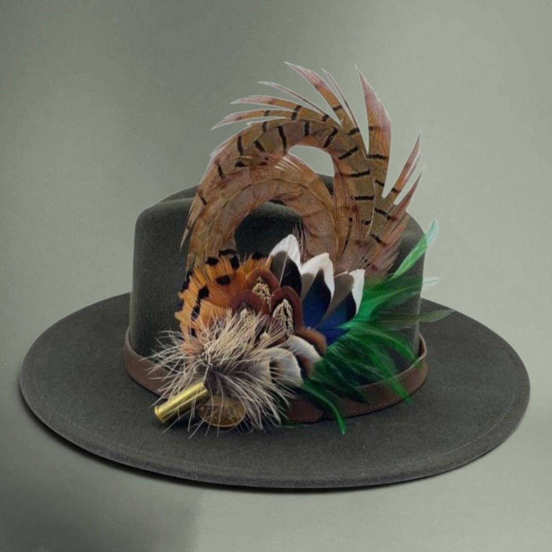 Green & Natural Feather Hat Pin (CFP653)