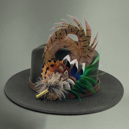 Green & Natural Feather Hat Pin (CFP653)