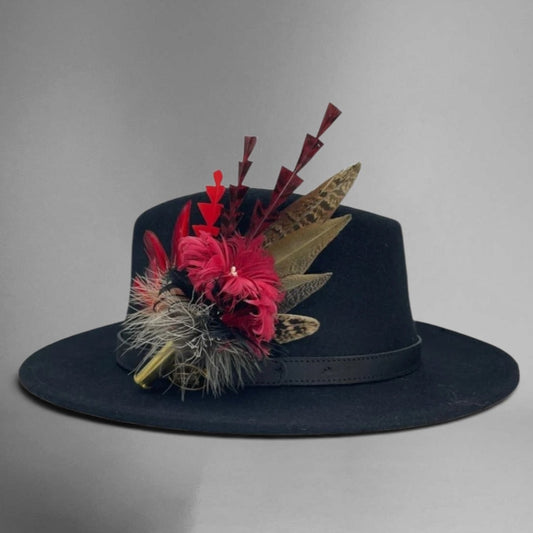 Ruby & Natural Feather Hat Pin (CFP570)