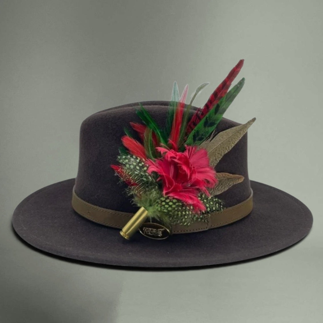 Red & Green Feather Hat Pin (CFP563)
