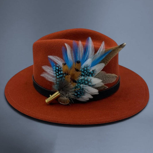 Turquoise, White & Natural Feather Hat Pin (CFP520)