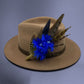 Royal Blue & Natural Feather Hat Pin (CFP513)