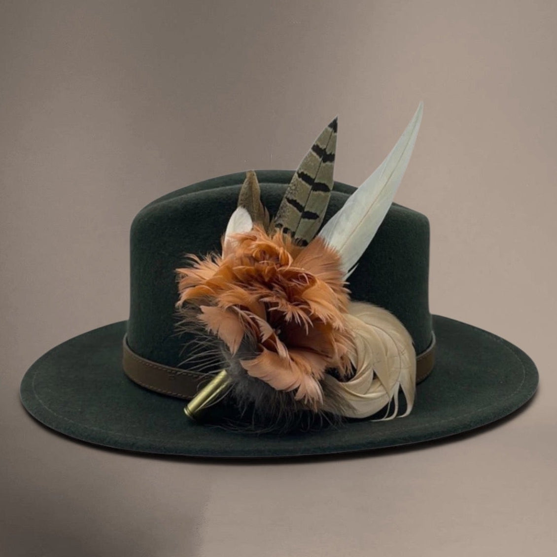 Coffee, Peach & White Feather hat Pin (CFP414)