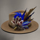 Blue, Red & Natural Feather Hat Pin (CFP395)