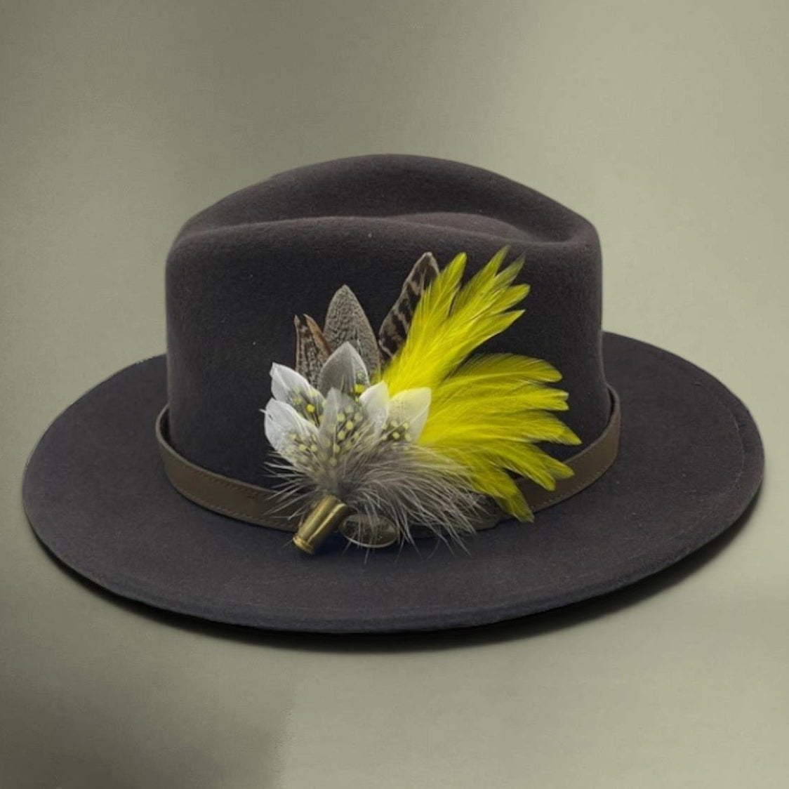 Yellow & Natural Feather Hat Pin (CFP333)