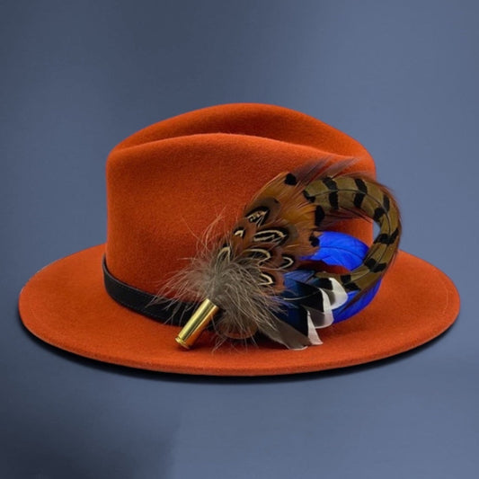 Royal Blue & Natural Feather Hat Pin (CFP276)