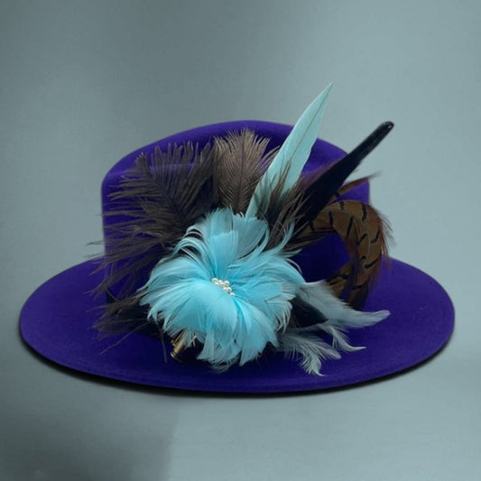 Aqua & Natural Feather Hat Pin (CFP189)