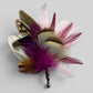 Cerise Pink & Natural Feather Lapel Pin CFLP268