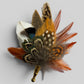 Natural Feather Lapel Pin with Deep and light tones of orange CFLP269