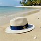 Fedora Straw Hat with Navy Ribbon Band CFSH02