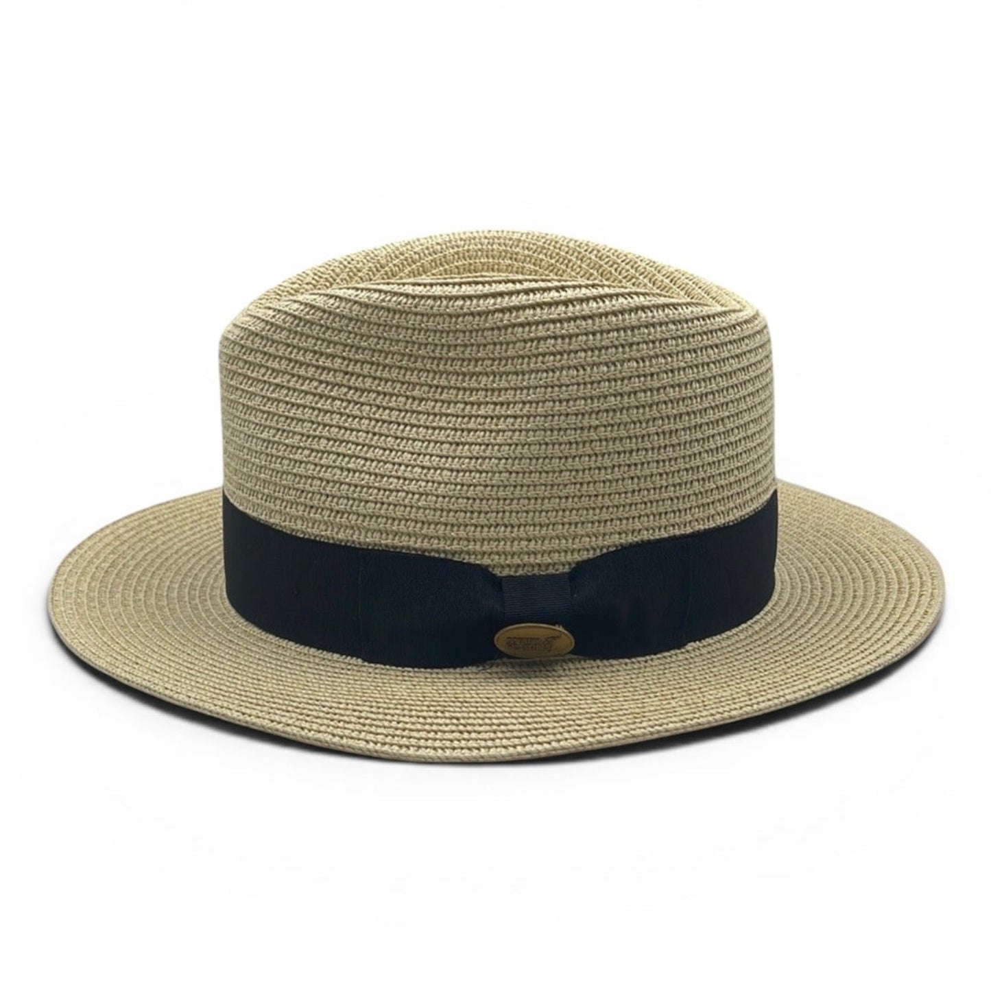 Fedora beige Straw Hat with Black Ribbon Band CFSH07