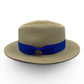Fedora beige Straw Hat with Royal Blue Ribbon Band CFSH10