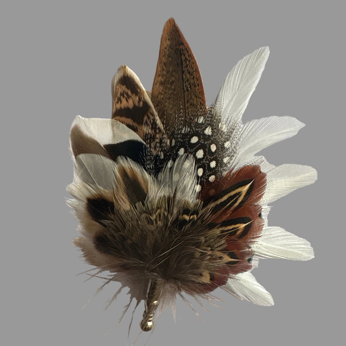 Black, White & Natural Feather Lapel Pin CFLP278