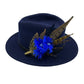 Royal Blue & Natural Feather Hat Pin (CFP513)