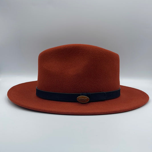 Fedora Rust Hat with Black Leather Band