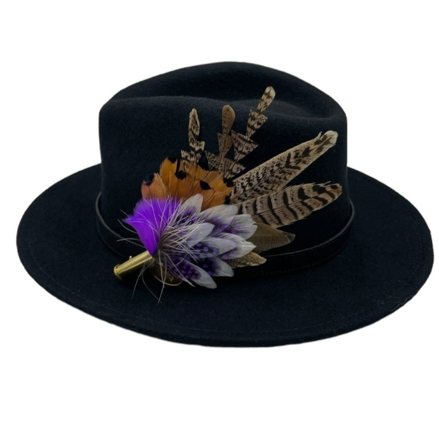 Purple & Natural Feather Hat Pin (CFP562)