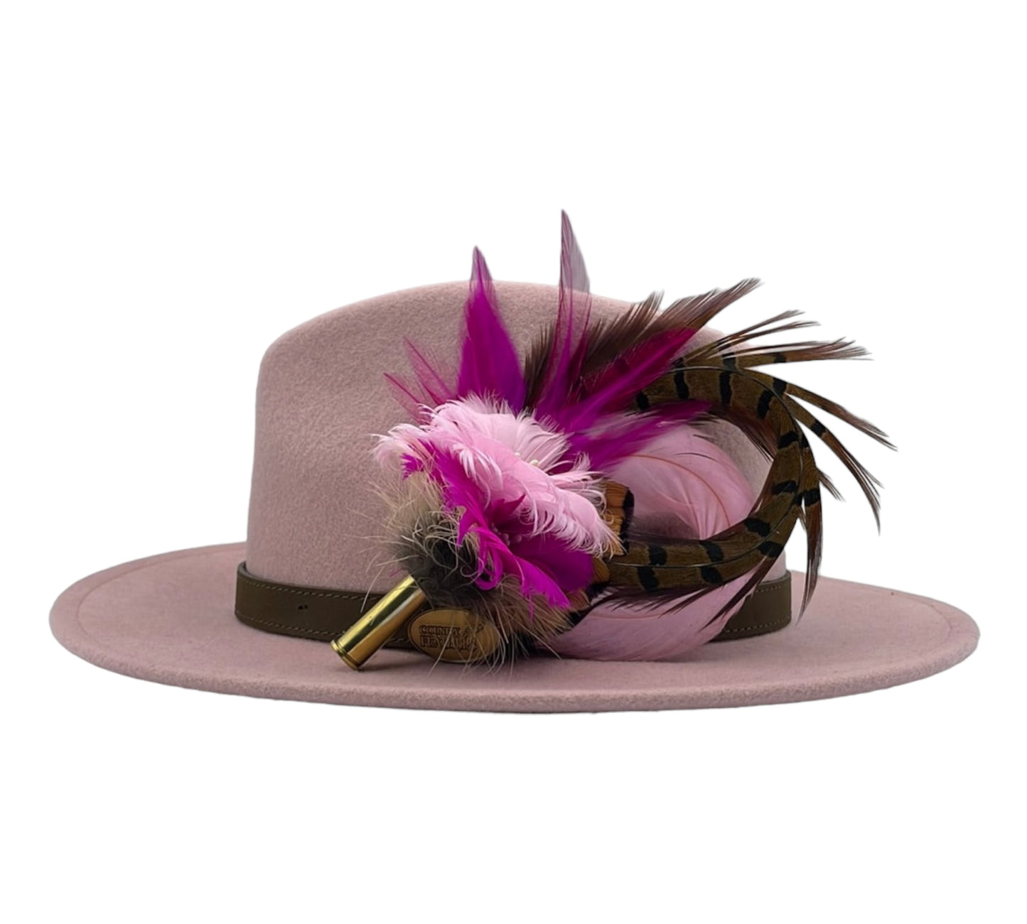 Light Pink, Cerise & Natural Feather Hat Pin (CFP507)