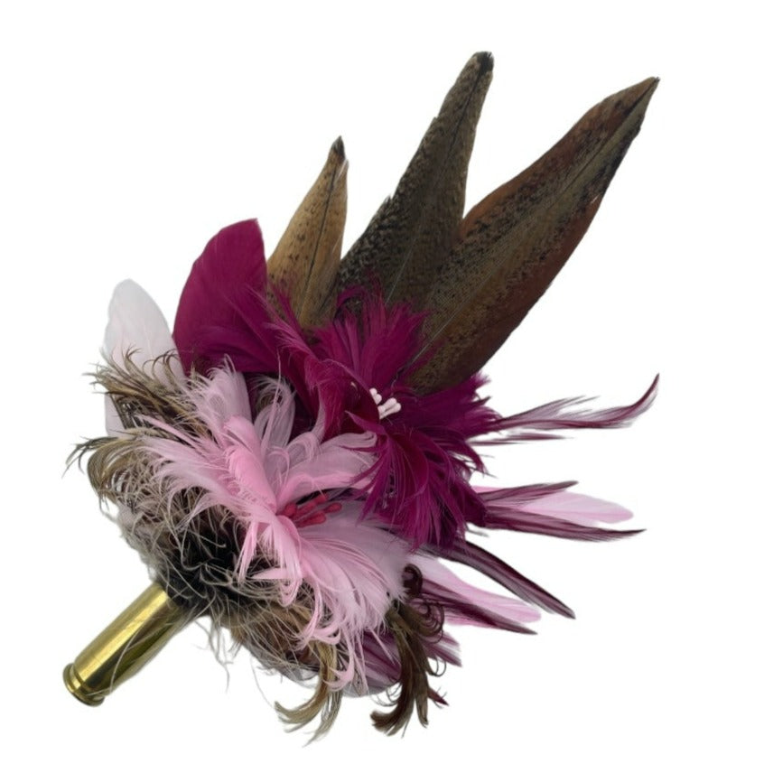 Plum, Pink & Natural Feather Hat Pin (CFP587)