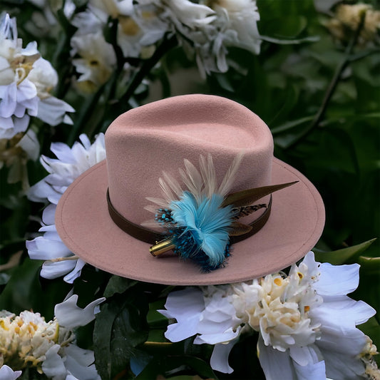 Light Blue, Turquoise & Natural Feather Hat Pin (CFP472)