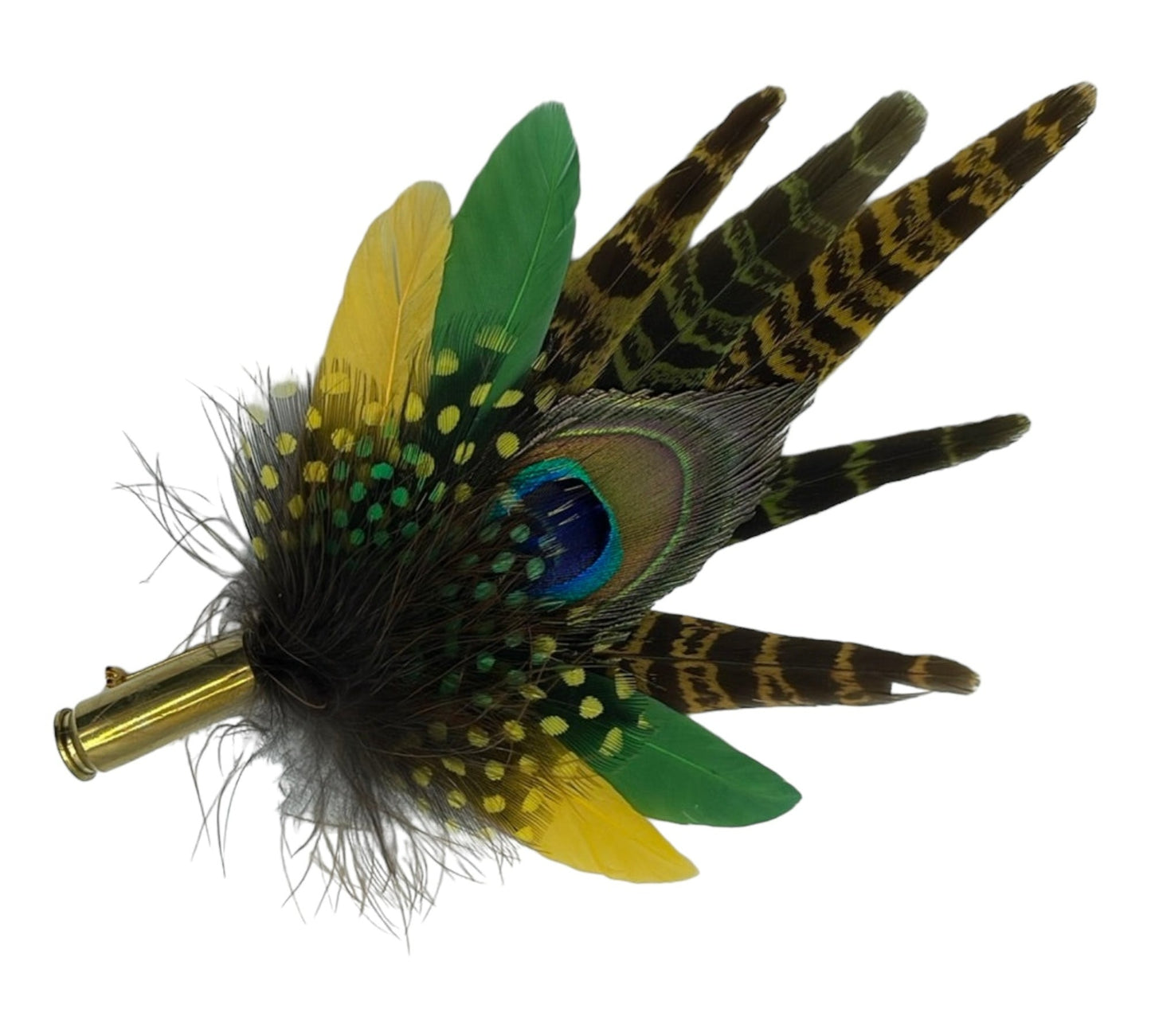 Peacock, Yellow & Green Feather hat Pin (CFP494)