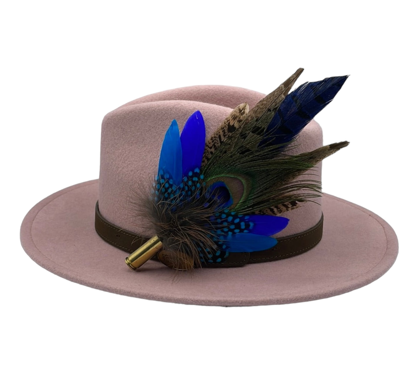 Peacock, Blue & Natural Feather hat Pin (CFP497)
