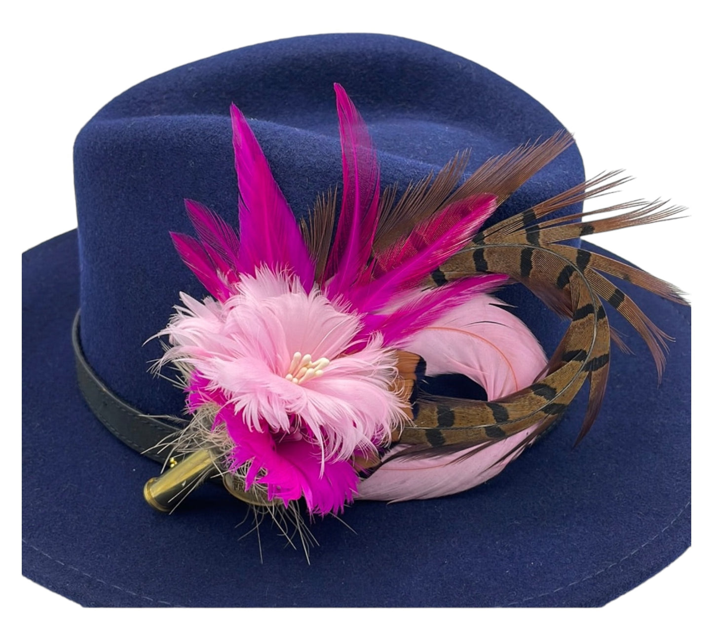 Light Pink, Cerise & Natural Feather Hat Pin (CFP507)