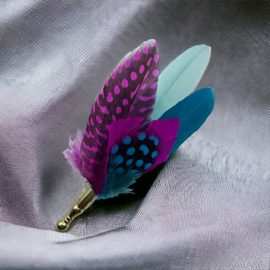 Cerise & Turquoise Feather Lapel Pin (CFLP071)