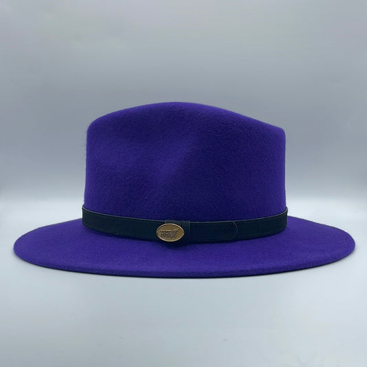 Fedora Purple Hat With A Black Leather Band