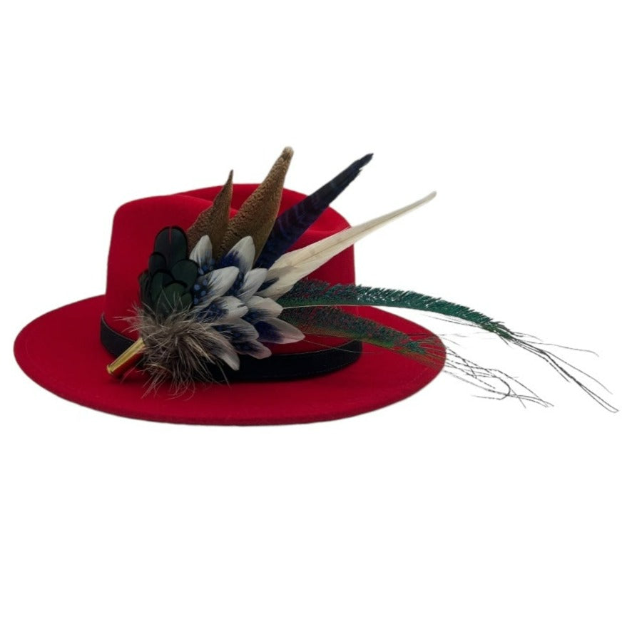 Blue, Green & Natural Feather Hat Pin (CFP593)