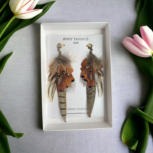 Natural Feather Boot Tassels (CFB4046)