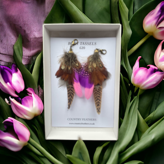 Purple & Pink Feather Boot Tassels (CFB4060)
