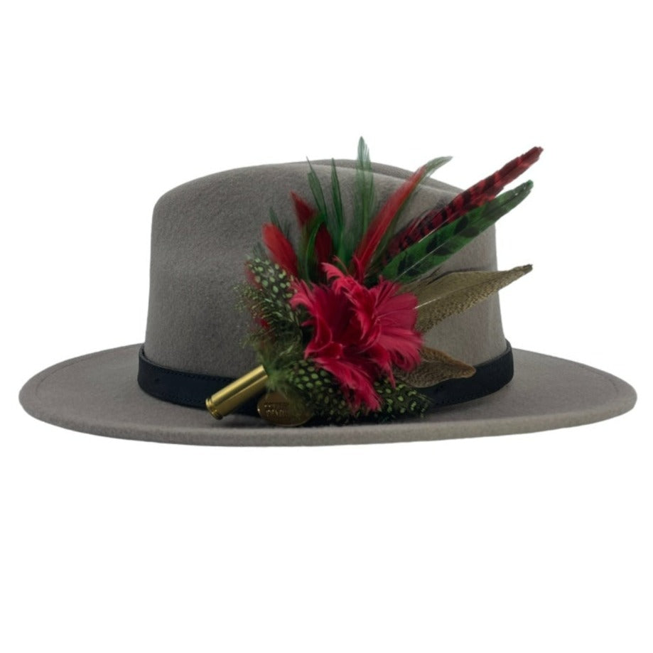 Red & Green Feather Hat Pin (CFP563)